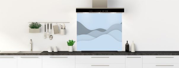 Crédence de cuisine Vagues couleur Bleu dragée fond de hotte motif inversé