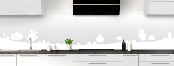 Crédence de cuisine Paysage couleur Blanc panoramique motif inversé