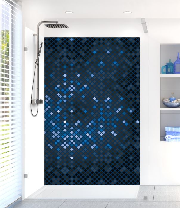 Panneau de douche Diamants brillants couleur Bleu nuit motif inversé