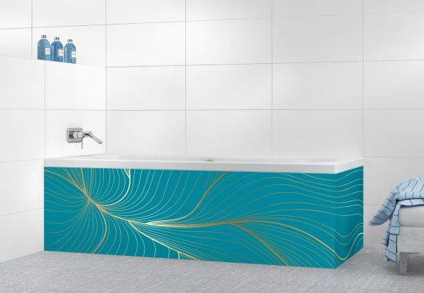 Panneau tablier de bain Volupté couleur Bleu paon motif inversé