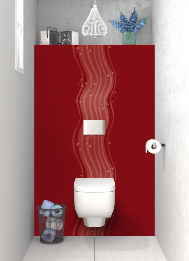 Panneau WC Vagues design couleur Rouge grenat