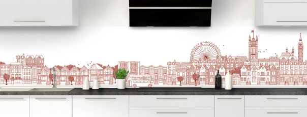 Crédence de cuisine Londres couleur Rouge grenat panoramique motif inversé