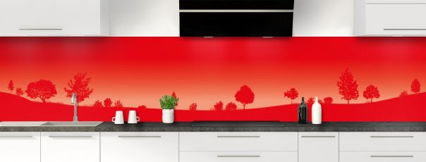 Crédence de cuisine Paysage couleur Rouge vermillon panoramique motif inversé