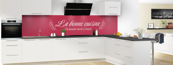 Crédence de cuisine La cuisine est un art couleur Rose grenade panoramique en perspective