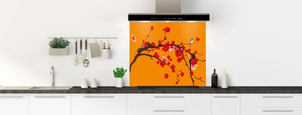 Crédence de cuisine Cerisier japonnais couleur Citrouille fond de hotte