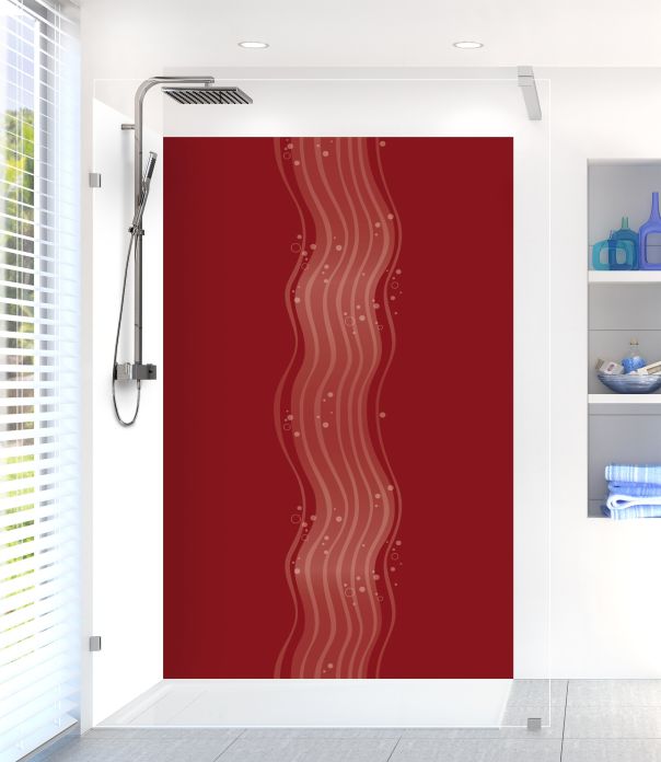 Panneau de douche Vagues design couleur Rouge grenat