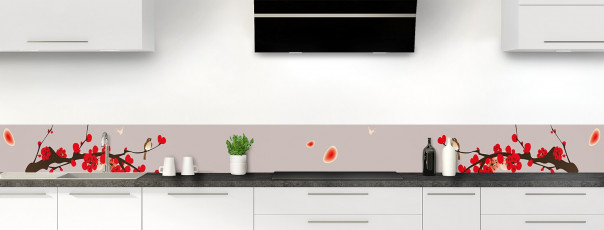 Crédence de cuisine Cerisier japonnais couleur argile dosseret motif inversé