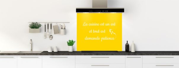 Crédence de cuisine Citation  couleur Mimosa fond de hotte