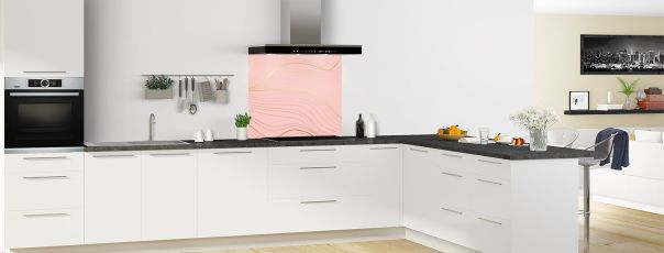 Crédence de cuisine Volupté couleur Quartz rose fond de hotte motif inversé en perspective