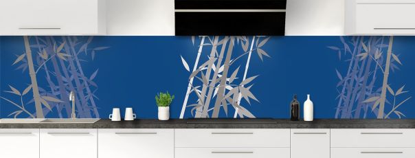 Crédence de cuisine Bambou zen couleur Bleu électrique panoramique