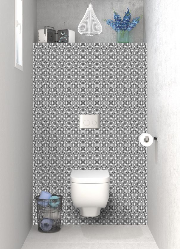 Panneau WC Hexagones  couleur Gris pierre