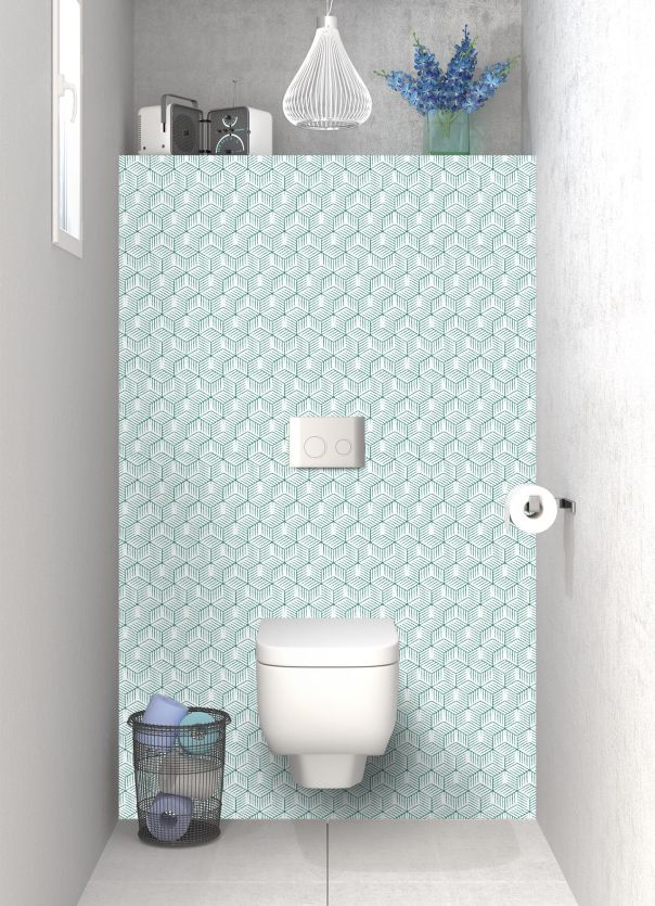 Panneau WC Cubes rayés  couleur Vert jade