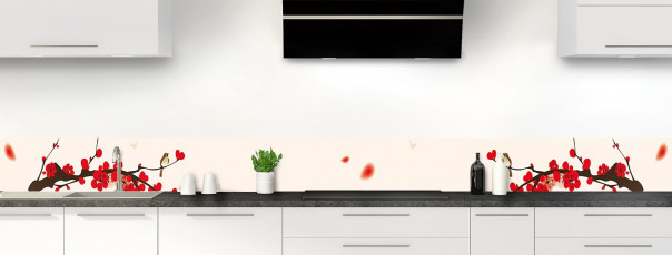 Crédence de cuisine Cerisier japonnais couleur magnolia dosseret motif inversé
