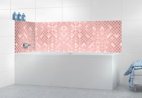 Panneau de bain Diamants brillants couleur Quartz rose motif inversé