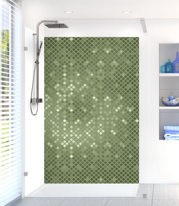 Panneau de douche Diamants brillants couleur Vert sauge motif inversé