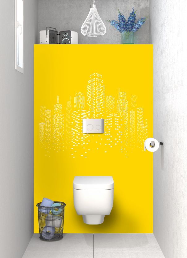 Panneau WC Gratte-ciels couleur Mimosa motif inversé
