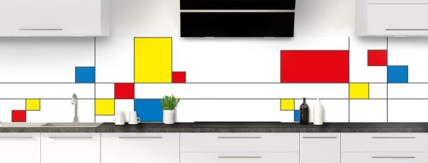 Crédence de cuisine Rectangles Mondrian panoramique motif inversé