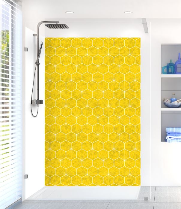 Panneau de douche Carreaux de ciment hexagonaux couleur Mimosa