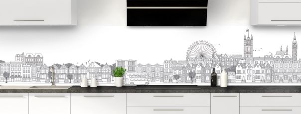 Crédence de cuisine Londres couleur Gris anthracite panoramique motif inversé