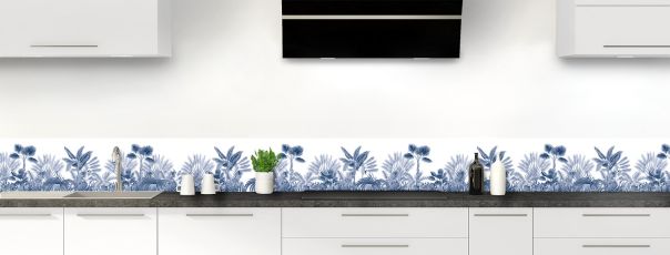 Crédence de cuisine Forêt tropicale couleur Bleu nuit frise motif inversé