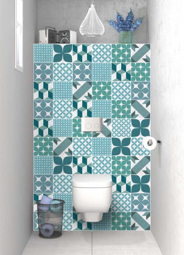 Panneau WC Carreaux de ciment patchwork Vert