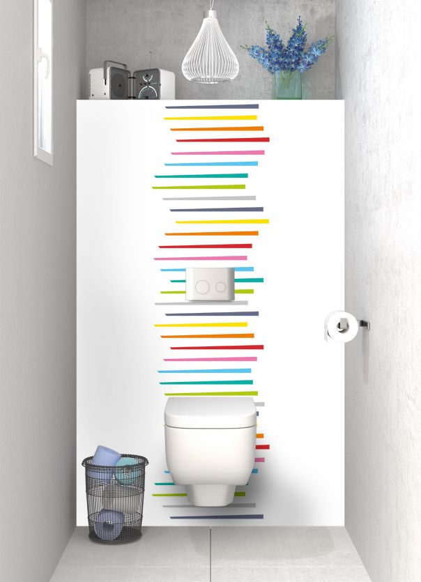 Panneau WC Barres colorées couleur Blanc