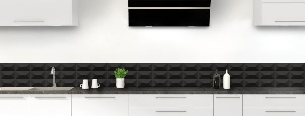 Crédence de cuisine Briques en relief couleur Noir frise