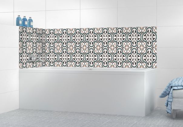 Panneau de bain Carreaux de ciment Riad fond blanc