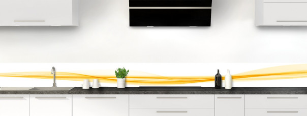 Crédence de cuisine Vaguelette couleur Mimosa frise motif inversé