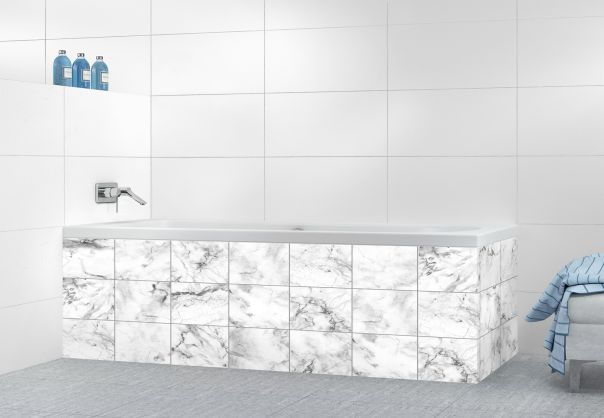Panneau tablier de bain Carreaux marbre blanc