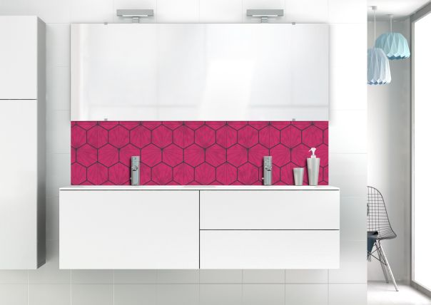 Panneau vasque Carreaux de ciment hexagonaux couleur Saphir rose