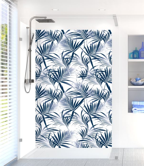 Panneau de douche Feuilles tropicales couleur Bleu nuit