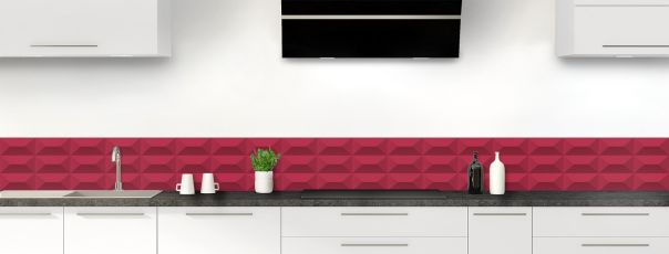 Crédence de cuisine Briques en relief couleur Rose grenade frise
