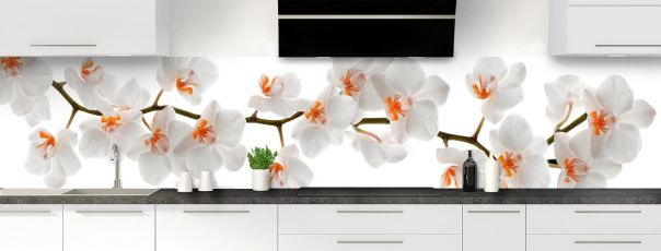 Crédence de cuisine Branche d'orchidée panoramique motif inversé