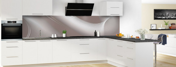 Crédence de cuisine Volute couleur taupe panoramique motif inversé en perspective