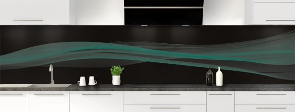 Crédence de cuisine Lignes design couleur Vert jade panoramique motif inversé