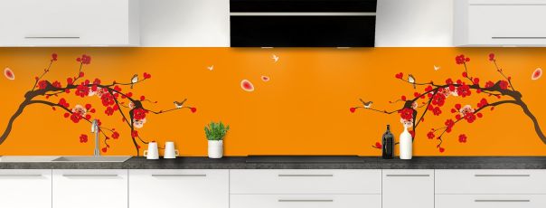 Crédence de cuisine Cerisier japonnais couleur Citrouille panoramique