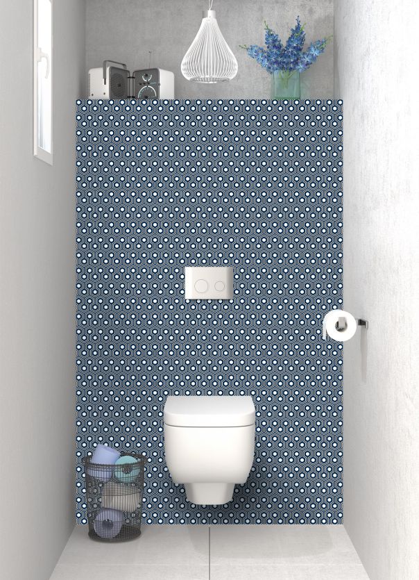 Panneau WC Hexagones  couleur Bleu nuit
