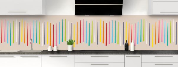 Crédence de cuisine Barres colorées couleur Grège panoramique motif inversé