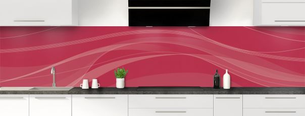 Crédence de cuisine Voilage couleur Rose grenade panoramique motif inversé