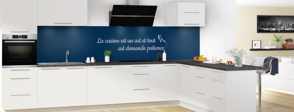 Crédence de cuisine Citation  couleur Bleu nuit panoramique en perspective