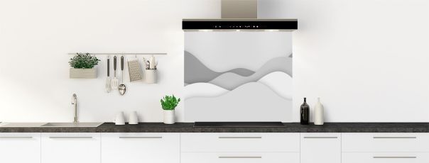 Crédence de cuisine Vagues couleur Gris perle fond de hotte motif inversé