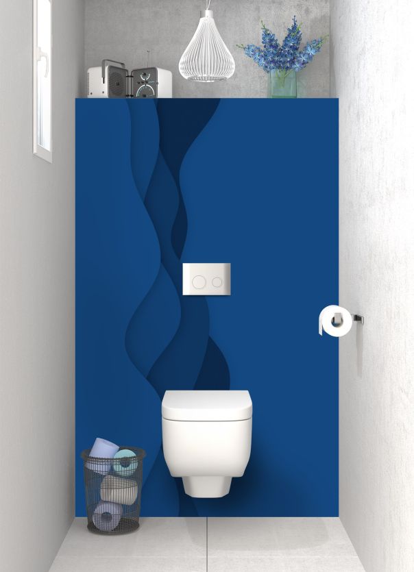 Panneau WC Vagues couleur Bleu électrique motif inversé