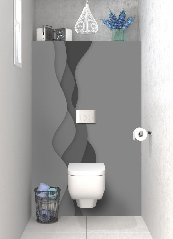 Panneau WC Vagues couleur Gris pierre motif inversé
