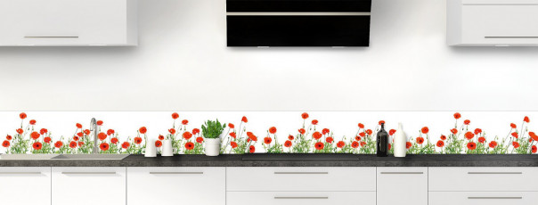 Crédence de cuisine Coquelicots Fond blanc dosseret