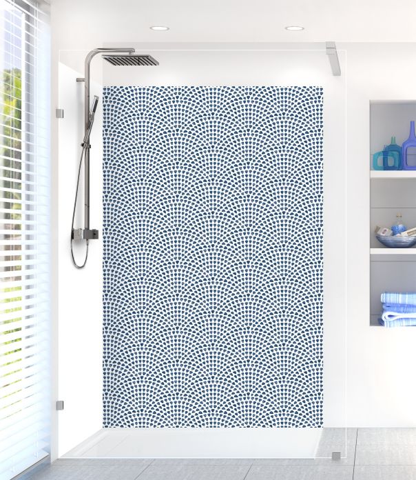 Panneau de douche Mosaïque petits cœurs couleur Bleu nuit