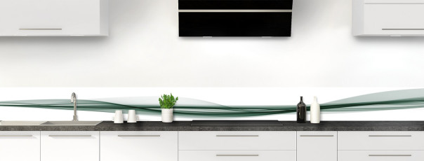 Crédence de cuisine Vaguelette couleur Vert jade frise motif inversé