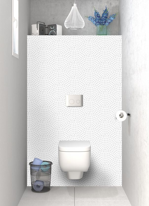 Panneau WC Mosaïque petits cœurs couleur Gris perle