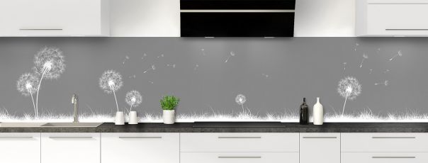 Crédence de cuisine Pissenlit au vent couleur Gris pierre panoramique