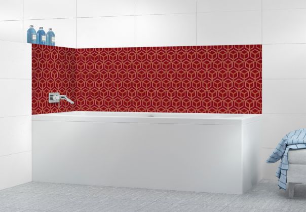 Panneau de bain Mailles doré couleur Rouge grenat